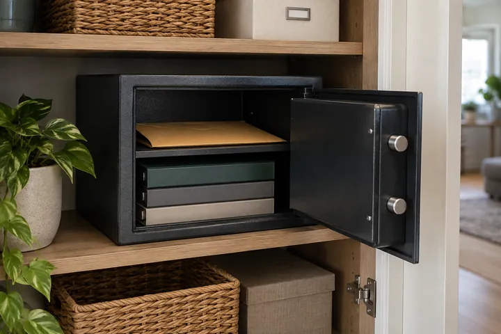 A document envelope stored in a home safe