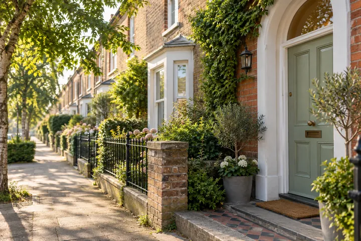 A quiet street of Irish terraced homes