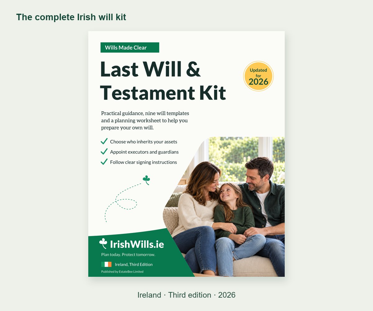 Cover of the downloadable Irish will kit guide