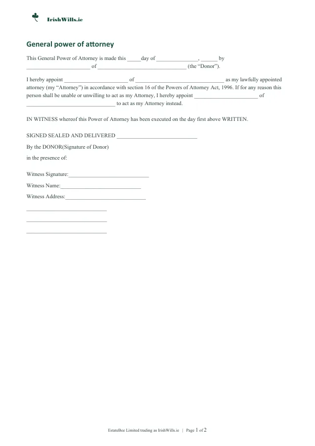 Power of Attorney — document preview