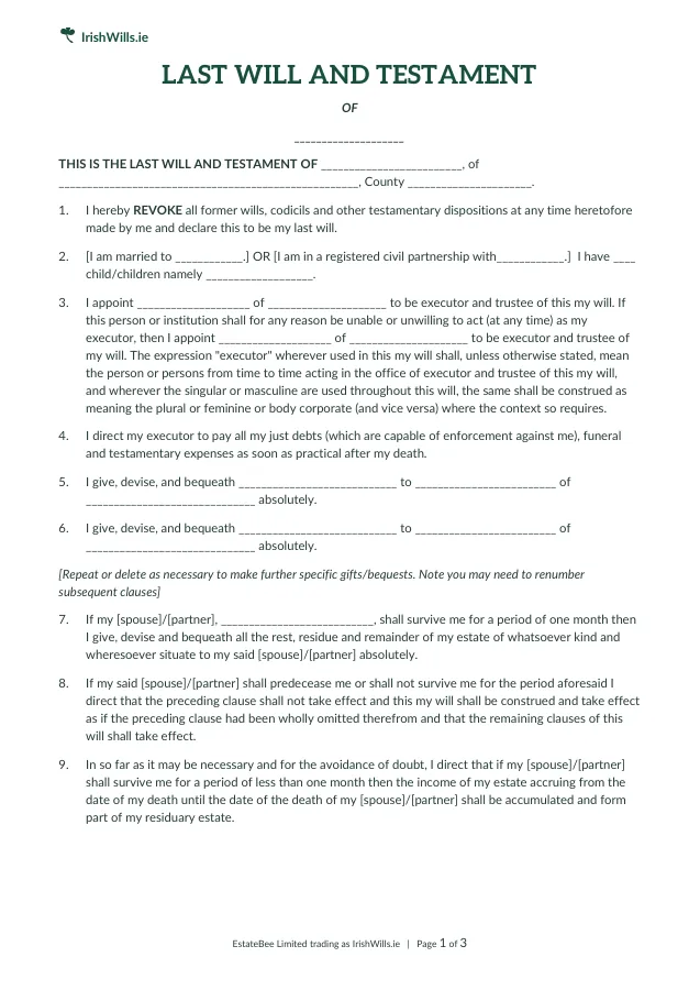 Fifth Will — document preview