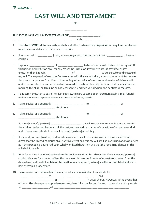 Ninth Will — document preview