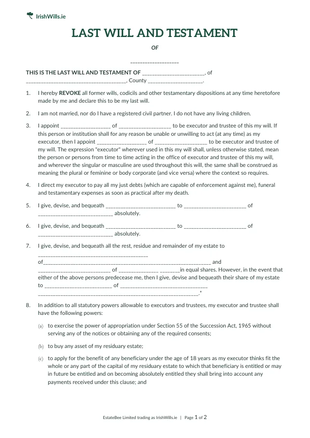 Second Will — document preview